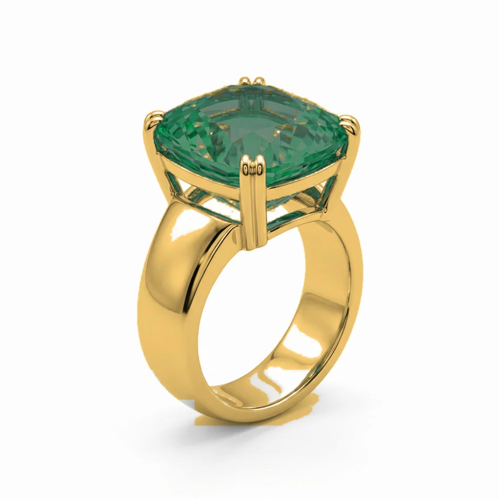 Anel de Formatura Medicina Clássico em Ouro Amarelo 18k com Esmeralda
