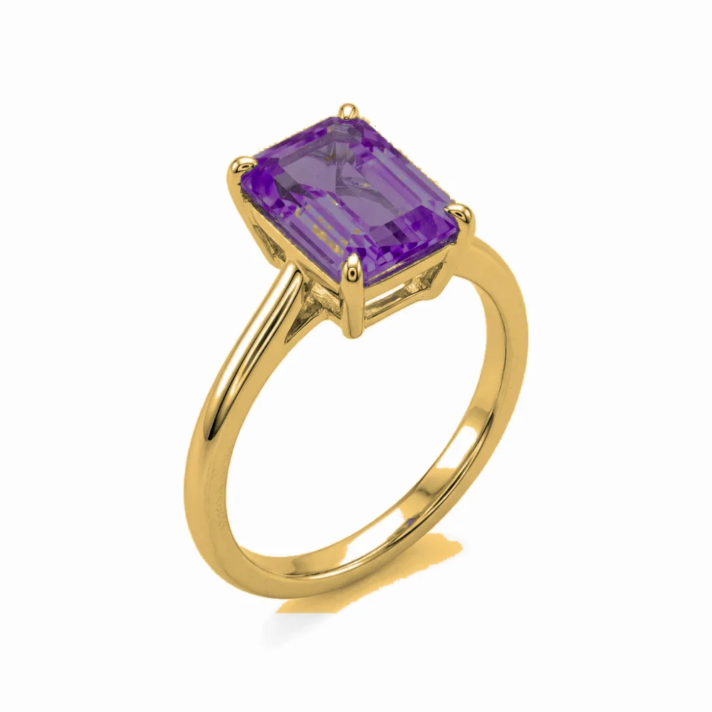 Anel de Formatura Psicologia Feminino em Ouro Amarelo 18k com Ametista