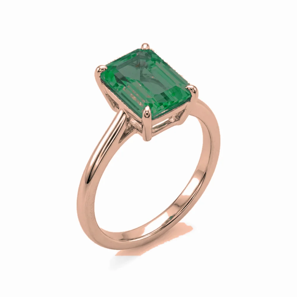 Anel de Formatura Medicina Feminino em Ouro Rosé 18k com Esmeralda