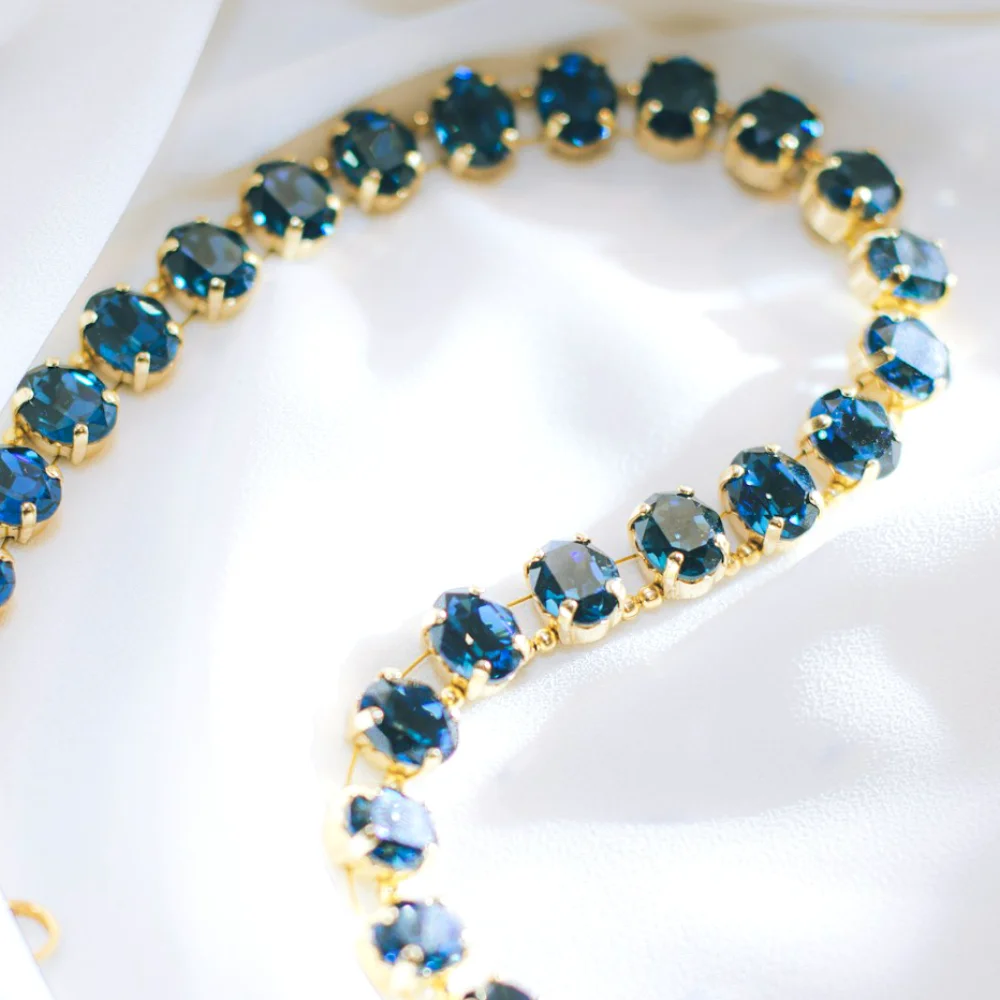 Colar Riviera em Ouro Amarelo 18k com Safiras Azuis