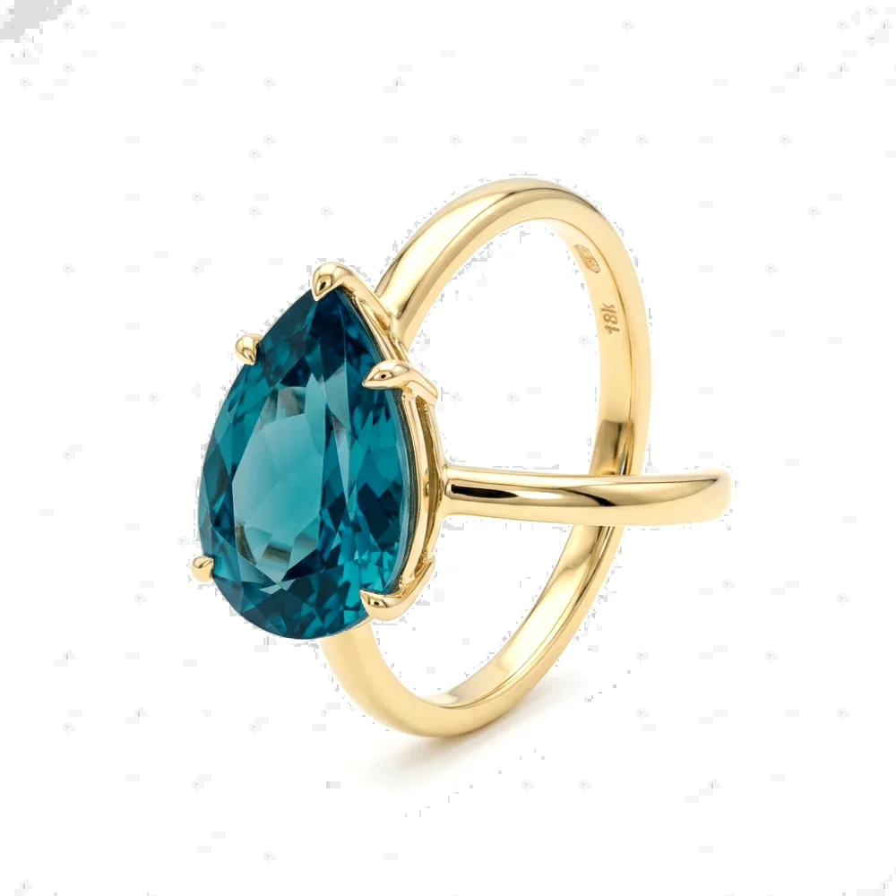 Anel em Ouro Amarelo 18k com Turmalina Indicolita Gota