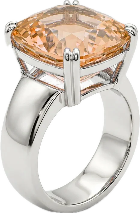 Anel Cocktail em Ouro Branco 18k com Topázio Imperial Almofada